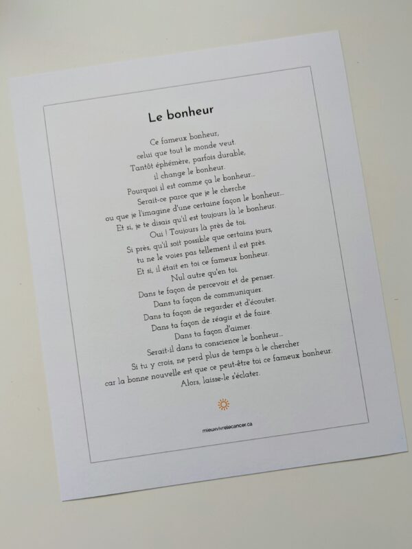 Poème inspirant à encadrer - "Le bonheur" – Image 2